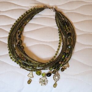 GREEN and GOLD necklace